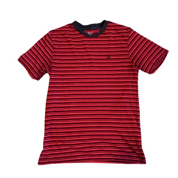 volcom red & black stripe short sleeve t-shirt size small - Picture 1 of 6